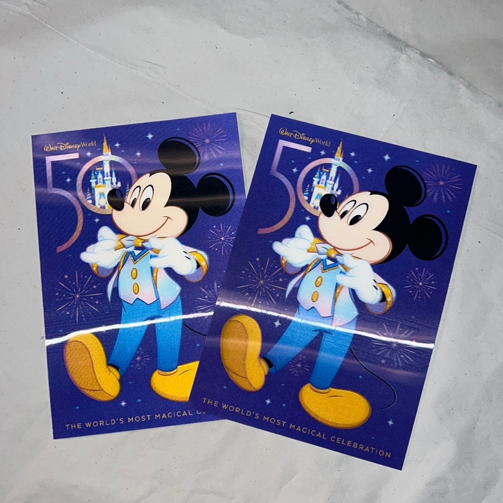 (2) Lenticular Postcard Mickey 50th Disney Anniversary